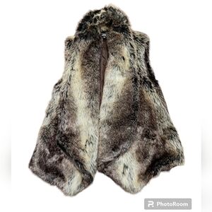 Lisa International Faux Fur Vest PM brown and cream hand wash